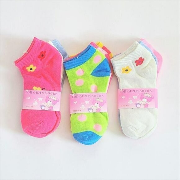NWT 9-Pairs Girl's Cotton Low cut Socks 4-8 YO - Picture 2 of 4